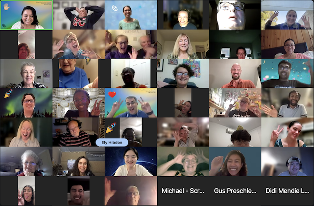 A Zoom screen full of smiling attendees at CCL's 2025 Inclusion Conference