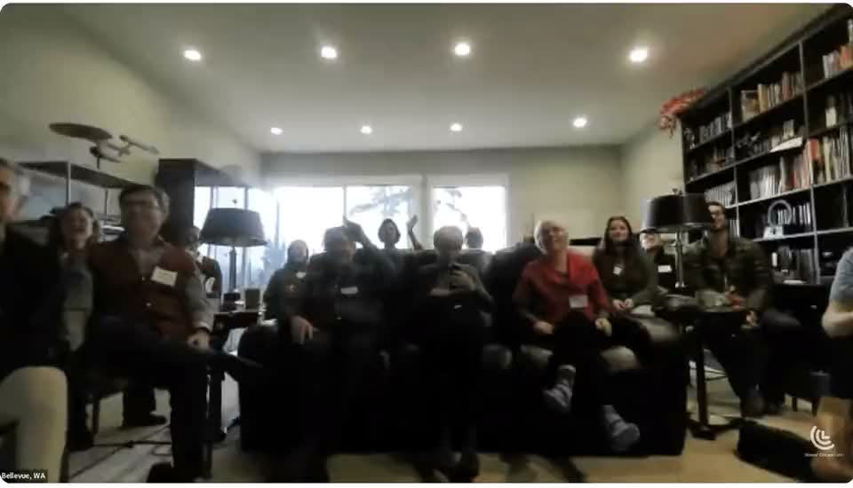 CCL chapters watching the monthly meeting together